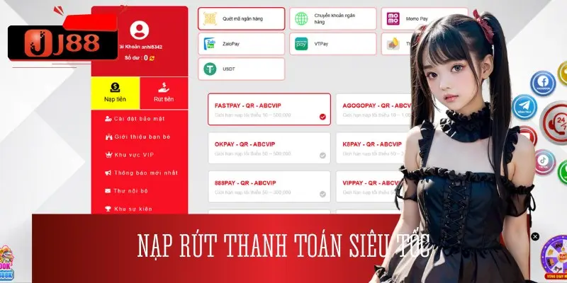 Các giao dịch tại đây cũng được nhà cái đảm bảo nhanh chóng, tức thì